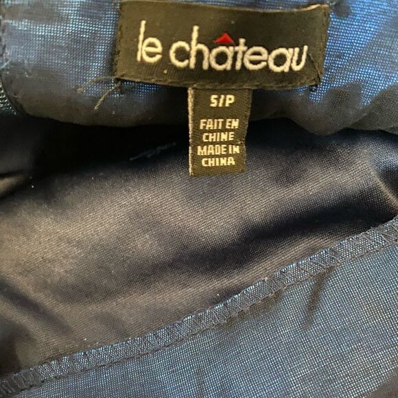 LE CHATEAU Blue Metallic Strapless Fitted Dress S - Picture 7 of 9